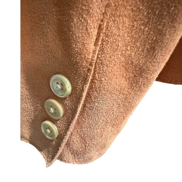 Vintage Y2K Anne Taylor Peach Orange Genuine Suede Fitted Jacket Large - Picture 9 of 13